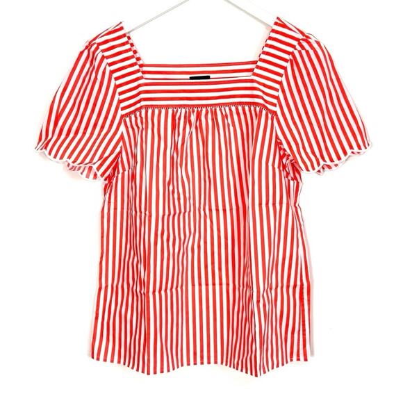 Talbots Sailboat Stripe Scalloped Square Neck Top - Picture 2 of 7